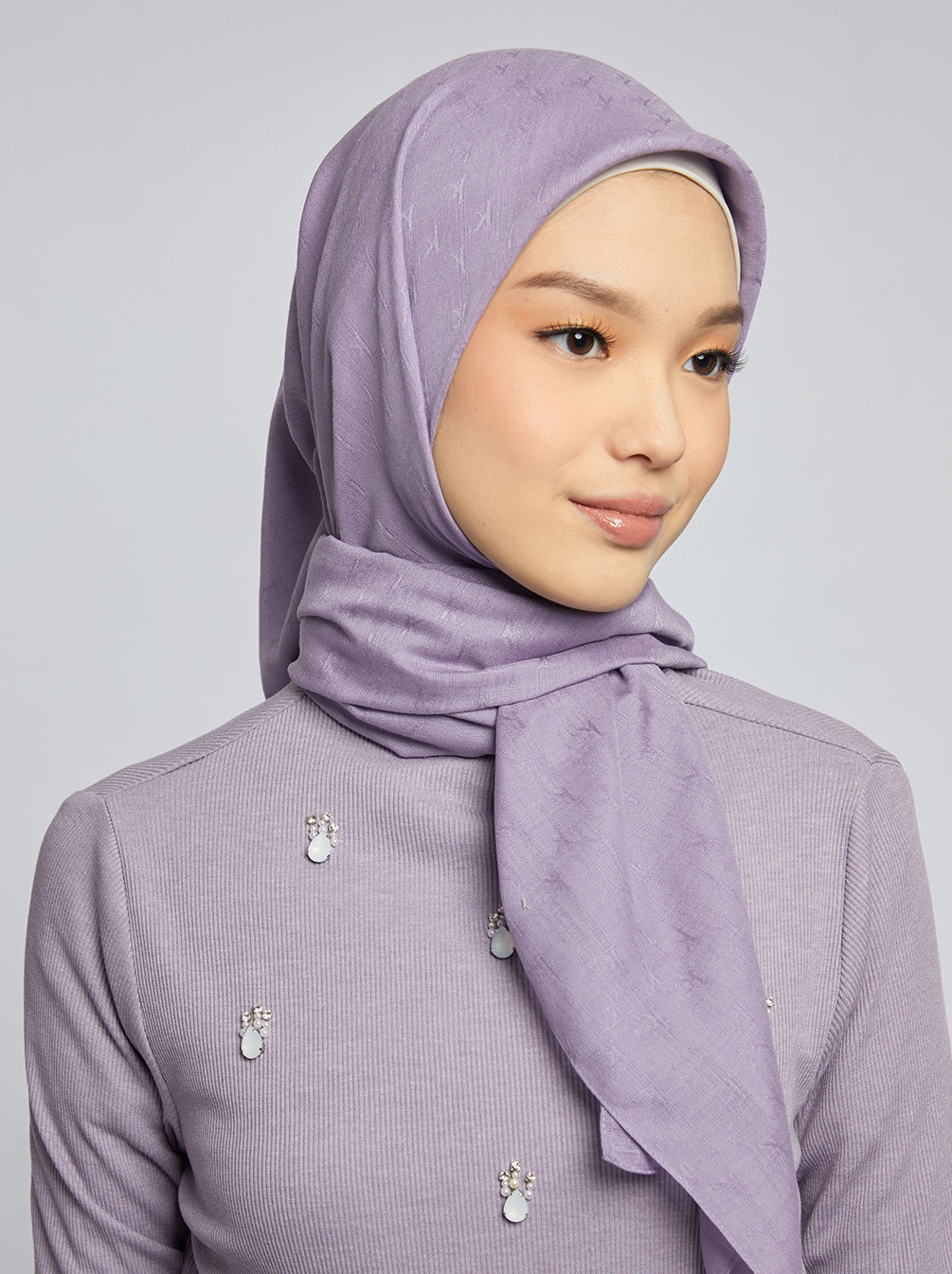 AIRY JACQUARD VOILE SCARF PLAIN ORCHID